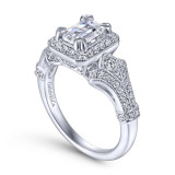 Gabriel & Co. 14k White Gold Victorian Halo Engagement Ring - ER14304W44JJ photo 3