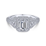 Gabriel & Co. 14k White Gold Victorian Halo Engagement Ring - ER14304W44JJ photo