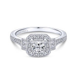 Gabriel & Co. 14k White Gold Victorian Halo Engagement Ring - ER10510S0W44JJ photo