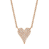 Shy Creation 14k Rose Gold Diamond Pave Heart Necklace - SC55006927 photo