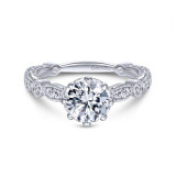 Gabriel & Co. 14k White Gold Victorian Straight Engagement Ring - ER14433R4W44JJ photo