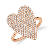 Shy Creation 14k Rose Gold Diamond Pave Heart Womens Ring - SC55009106 photo