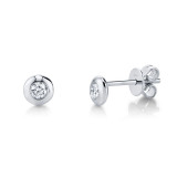 Shy Creation 14k White Gold Diamond Bezel Stud Earrings - SC55004063 photo