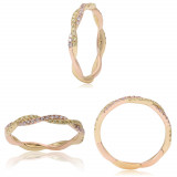 Roman & Jules 14k Two Tone Gold Pink and Yellow Diamond Twist Band - KR2381YR photo