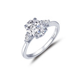 Lafonn Platinum Classic Three-Stone Engagement Ring - R0478CLP08 photo