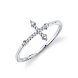 Shy Creation 14k White Gold Diamond Cross Ring - SC55008654 photo