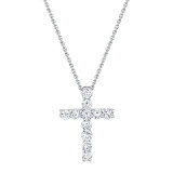 Shy Creation 14k White Gold Diamond Cross Necklace - SC37215657 photo