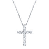 Shy Creation 14k White Gold Diamond Cross Necklace - SC37215657 photo