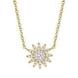 Shy Creation 14k Yellow Gold Diamond Starburst Necklace - SC55004912 photo