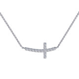 Lafonn Sideways Curved Cross Necklace - N0140CLP18 photo