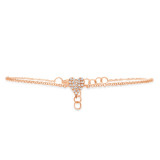 Shy Creation 14k Rose Gold Diamond Pave Heart Bracelet - SC55007635 photo