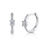 Shy Creation 14k White Gold Diamond Huggie Earrings - SC55020171 photo