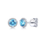 Gabriel & Co. 14k White Gold Lusso Color Gemstone & Diamond Stud Earrings - EG12372W45BT photo