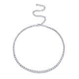 Shy Creation 14k White Gold Diamond Tennis Necklace - SC55005140 photo