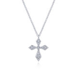 Gabriel & Co. 14k White Gold Faith Diamond Religious Cross Necklace - NK5953W45JJ photo