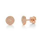 Shy Creation 14k Rose Gold Diamond Pave Stud Earrings - SC55002271 photo