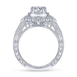 Gabriel & Co. 14k White Gold Art Deco Halo Engagement Ring - ER14490R4W44JJ photo 2