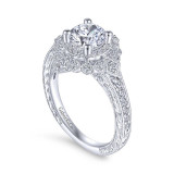 Gabriel & Co. 14k White Gold Art Deco Halo Engagement Ring - ER14490R4W44JJ photo 3