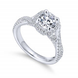 Gabriel & Co. 14k White Gold Rosette Halo Engagement Ring - ER12680R4W44JJ photo 3