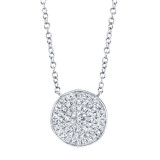 Shy Creation 14k White Gold Diamond Pave Circle Necklace - SC55002398 photo