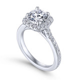 Gabriel & Co. 14k White Gold Victorian Halo Engagement Ring - ER11292W44JJ photo 3