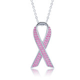 Lafonn Pave Pink Ribbon Necklace - N0178PKP24 photo