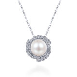 Gabriel & Co. 14k White Gold Grace Pearl & Diamond Necklace - NK6043W45PL photo