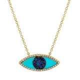 Shy Creation 14k Yellow Gold Diamond & Blue Sapphire & Composite Turquoise Necklace - SC55003623 photo
