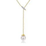 Gabriel & Co. 14k Yellow Gold Grace Pearl & Diamond Necklace - NK5963Y45PL photo
