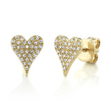 Shy Creation 14k Yellow Gold Diamond Pave Heart Stud Earrings - SC55006929 photo