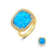 Lafonn Gold Blue Halo Ring - R0462TQG06 photo