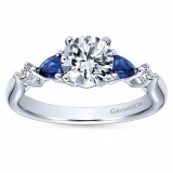 Gabriel & Co. 14k White Gold Contemporary 3 Stone Diamond & Gemstone Engagement Ring - ER6002W44SA photo
