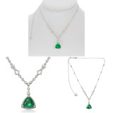 Roman & Jules 18k White Gold Emerald Necklace - KN4140WEM-1 photo 4