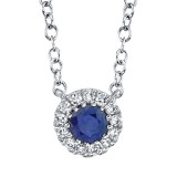 Shy Creation 14k White Gold Diamond & Blue Sapphire Necklace - SC55002751 photo