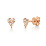 Shy Creation 14k Rose Gold Diamond Pave Heart Stud Earrings - SC55006719 photo