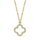 Shy Creation 14k Yellow Gold Diamond Clover Necklace - SC55019618 photo