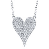 Shy Creation 14k White Gold Diamond Pave Heart Necklace - SC55002004 photo