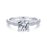 Gabriel & Co. 14k White Gold Victorian Straight Engagement Ring - ER14427R4W44JJ photo