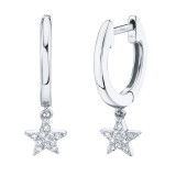 Shy Creation 14k White Gold Diamond Star Huggie Earrings - SC22004868V2 photo