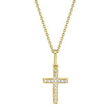 Shy Creation 14k Yellow Gold Diamond Cross Necklace - SC22002783AC photo