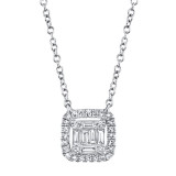 Shy Creation 14k White Gold Diamond Baguette Necklace - SC55010020 photo