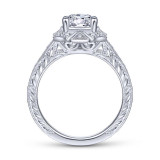 Gabriel & Co. 14k White Gold Art Deco Halo Engagement Ring - ER14444R4W44JJ photo 2
