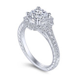 Gabriel & Co. 14k White Gold Art Deco Halo Engagement Ring - ER14444R4W44JJ photo 3