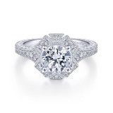 Gabriel & Co. 14k White Gold Art Deco Halo Engagement Ring - ER14444R4W44JJ photo