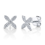 Shy Creation 14k White Gold Diamond Flower Stud Earrings - SC55002161 photo