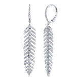 Shy Creation 14k White Gold Diamond Feather Earrings - SC55004557V2 photo