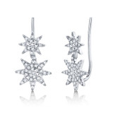 Shy Creation 14k White Gold Diamond Pave Star Ear Crawler Earrings - SC55004605 photo