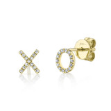 Shy Creation 14k Yellow Gold Diamond "Xo" Stud Earrings - SC55001360 photo