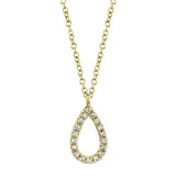 Shy Creation 14k Yellow Gold Diamond Pear Necklace - SC55010068 photo