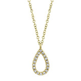 Shy Creation 14k Yellow Gold Diamond Pear Necklace - SC55010068 photo